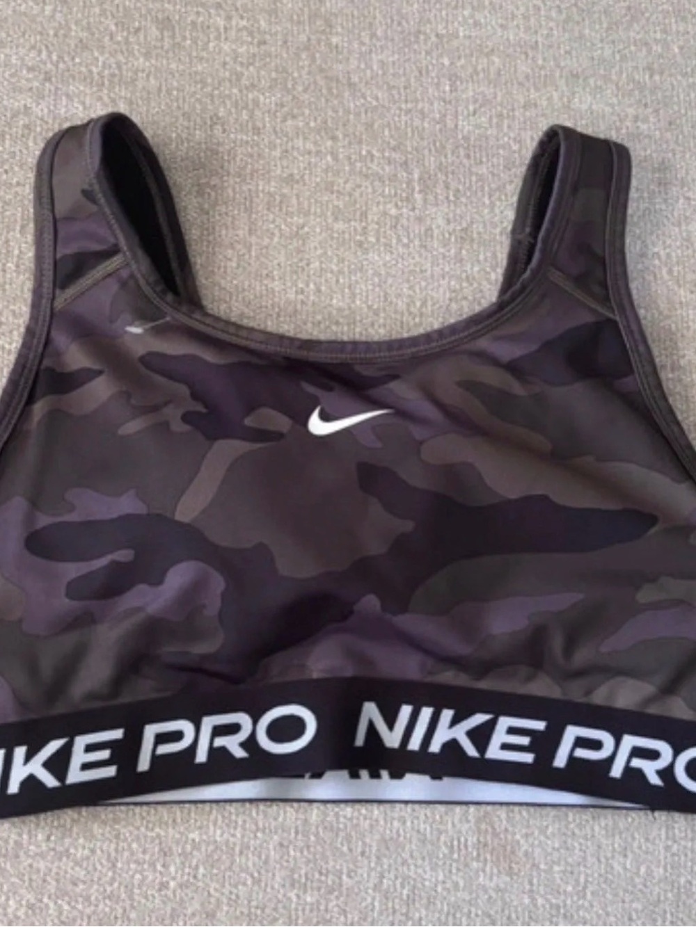 Nike Camo Sports Bra in Black and Dark Gray